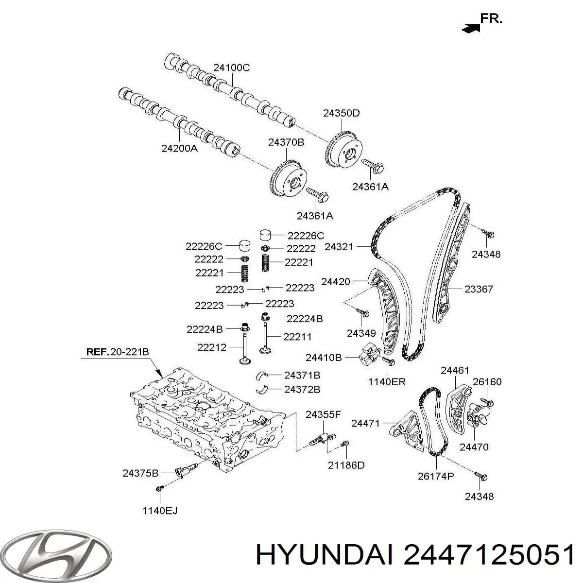 Успокоитель цепи масляного насоса 2447125051 Hyundai/Kia