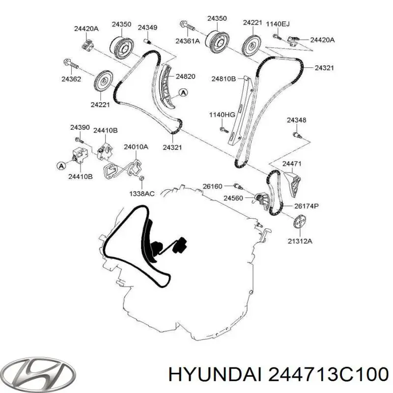 Заспокоювач ланцюга масляного насосу 244713C100 Hyundai/Kia