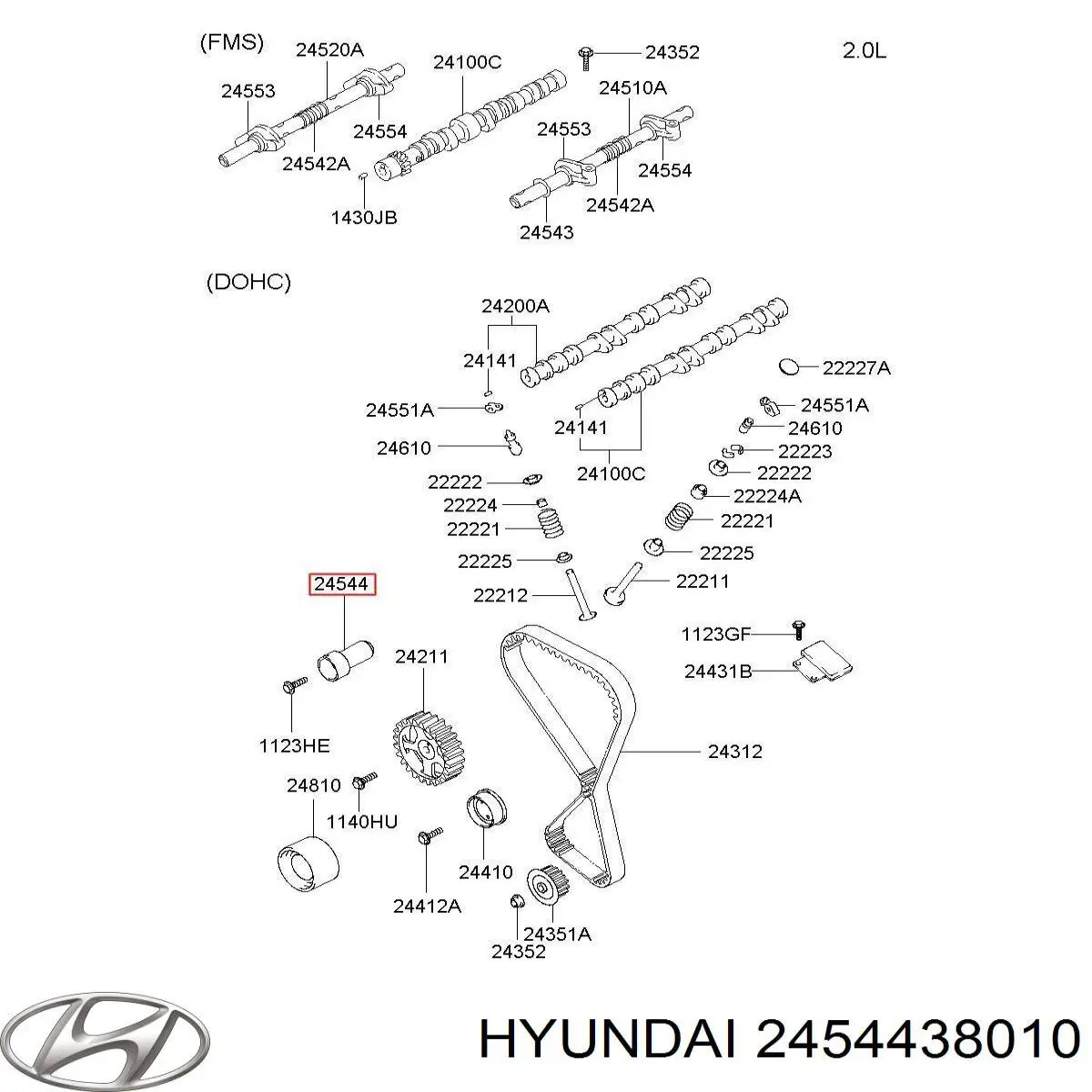 Ролик натяжителя ремня газораспределения Hyundai/Kia 2454438010 цена, от 5.64 USD