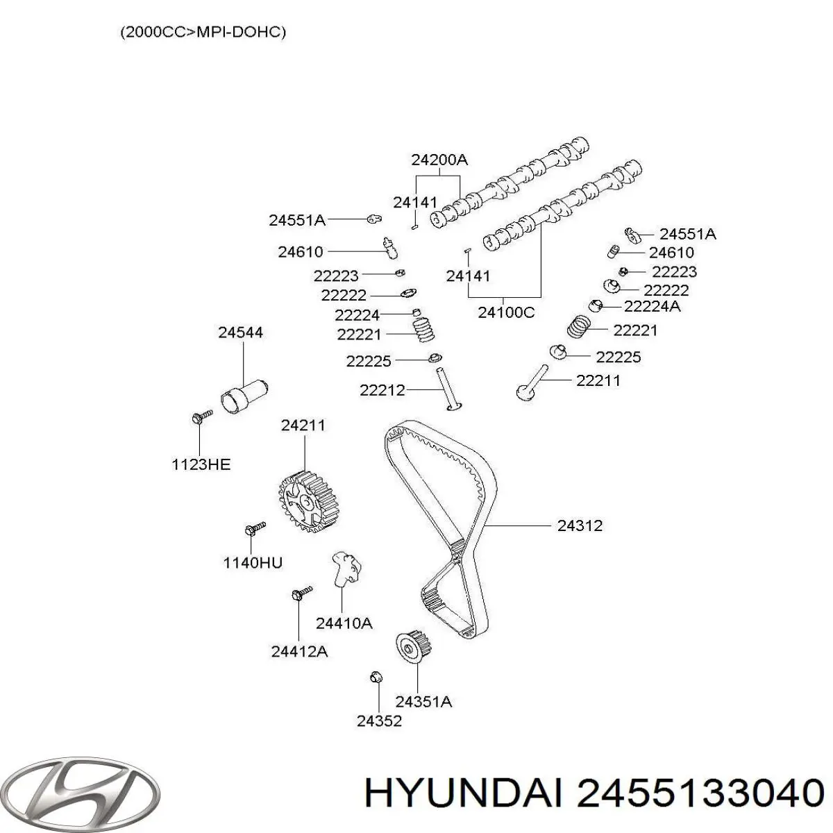 2455133040 Hyundai/Kia balanceiro de válvula (balanceiro de válvulas)