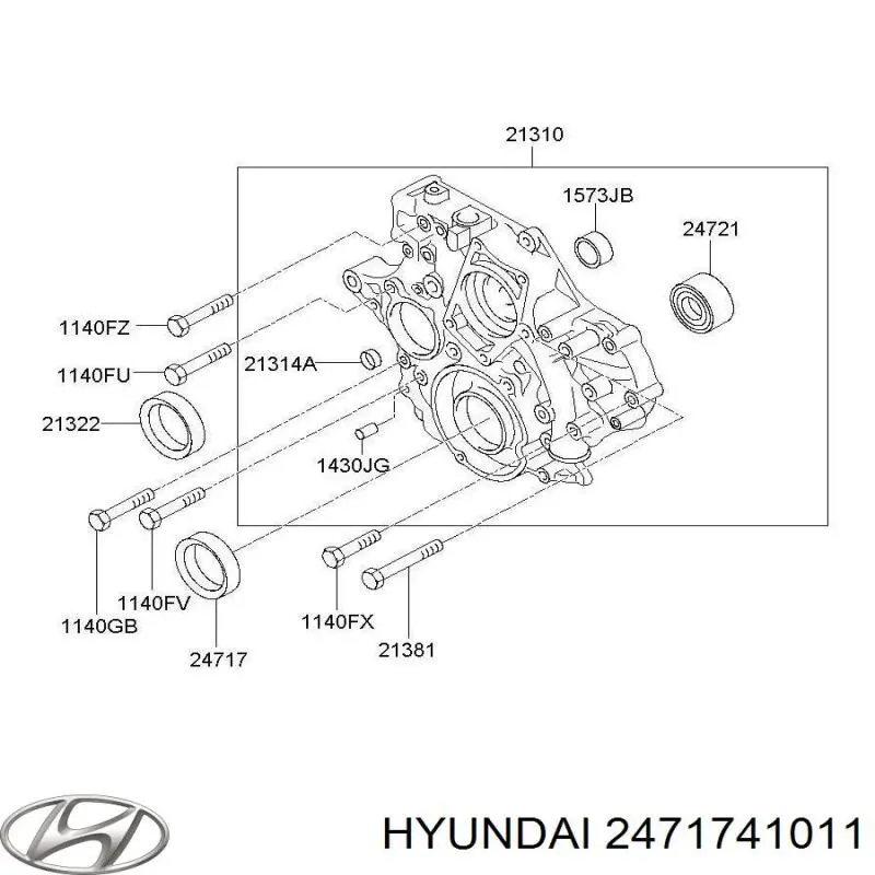 2471741011 Hyundai/Kia сальник коленвала двигателя передний