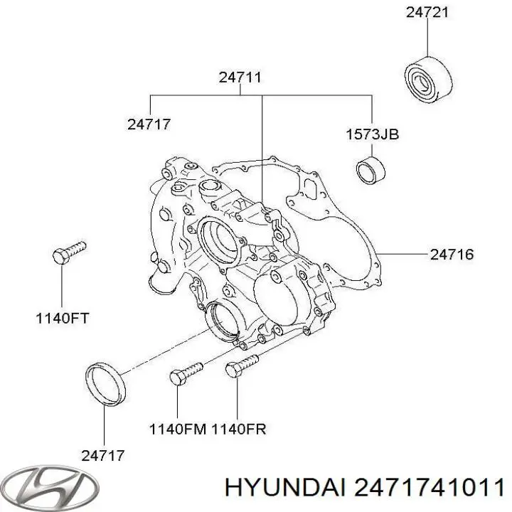2471741011 Hyundai/Kia Сальник коленвала двигателя, передний