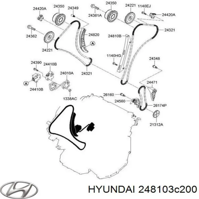 Успокоитель цепи ГРМ HYUNDAI 248103C200