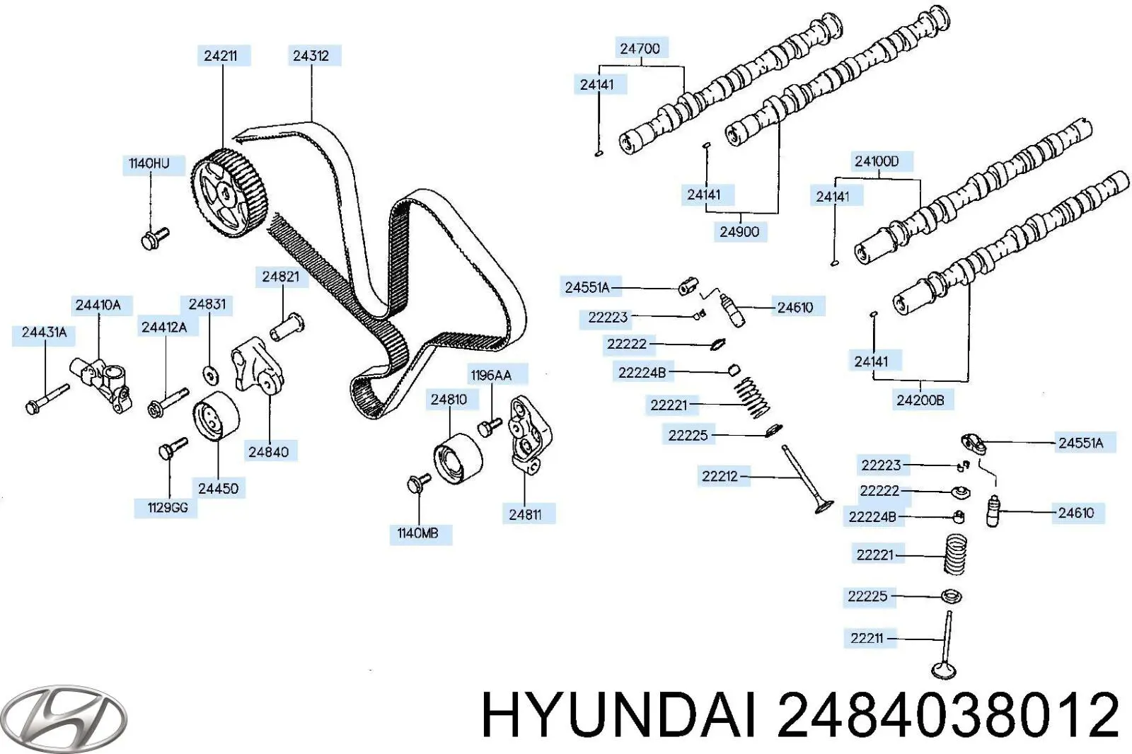2484038012 Hyundai/Kia натяжитель ремня грм