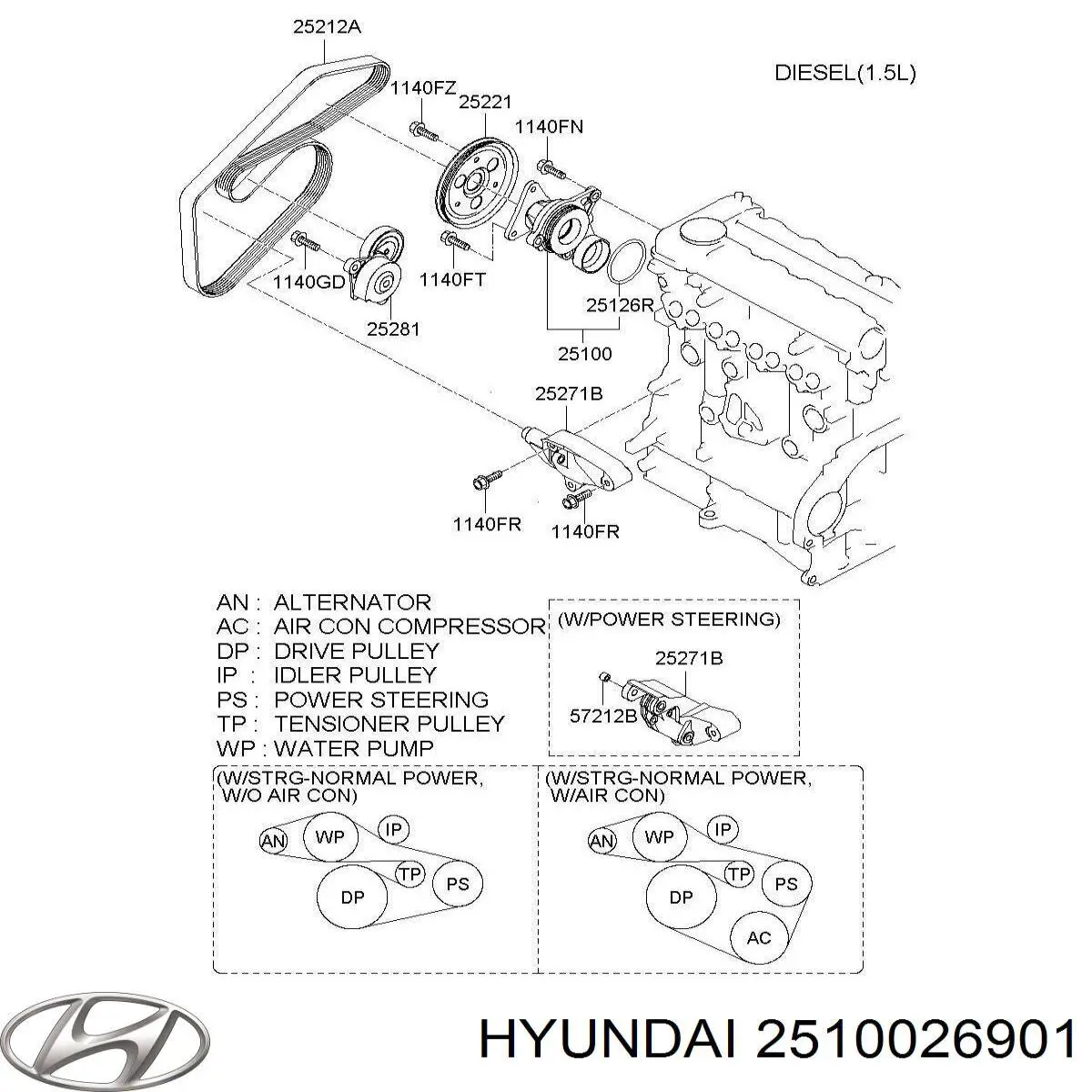 Водяной насос Hyundai/Kia 2510026901
