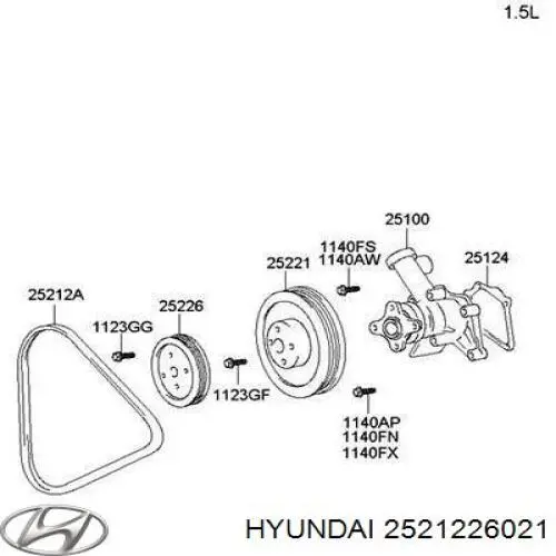 2521226021 Hyundai/Kia ремень генератора