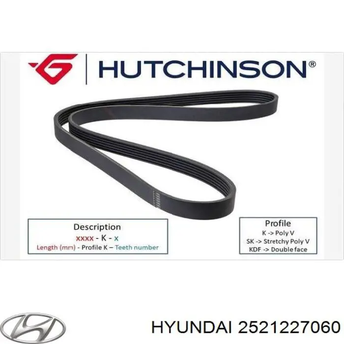 Клиновый ремень Hyundai/Kia 2521227060 цена, от 12.77 USD