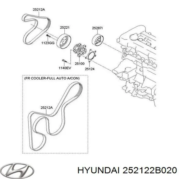 Купить 252122B020 Hyundai/Kia Ремень генератора