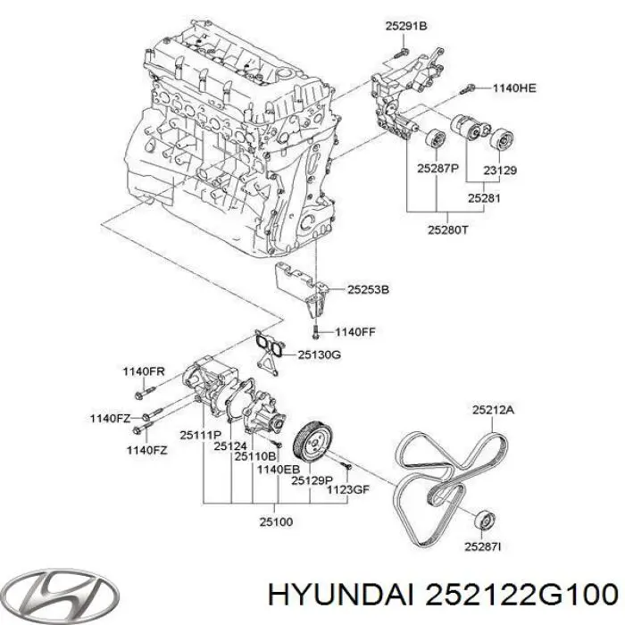 Ремень генератора 252122G100 Hyundai/Kia