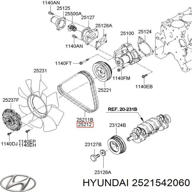 Клиновый ремень Hyundai/Kia 2521542060 цена, от 4.97 USD