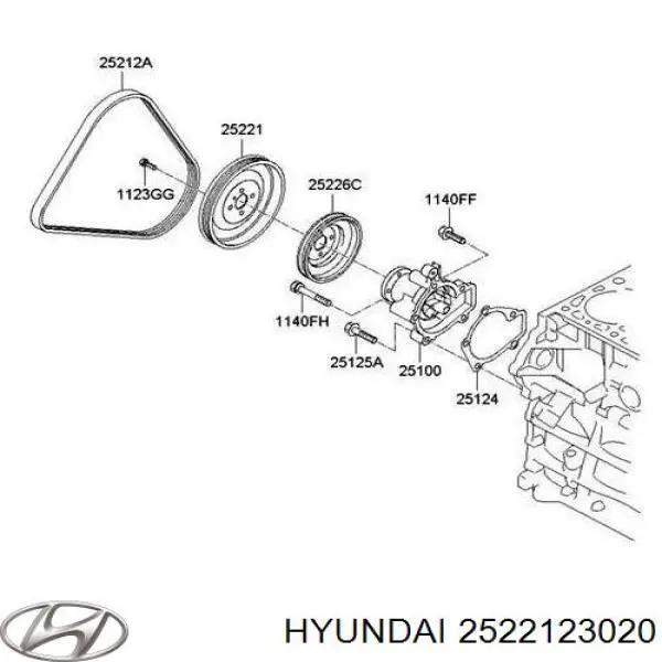 2522123020 Hyundai/Kia rolo parasita da correia de transmissão