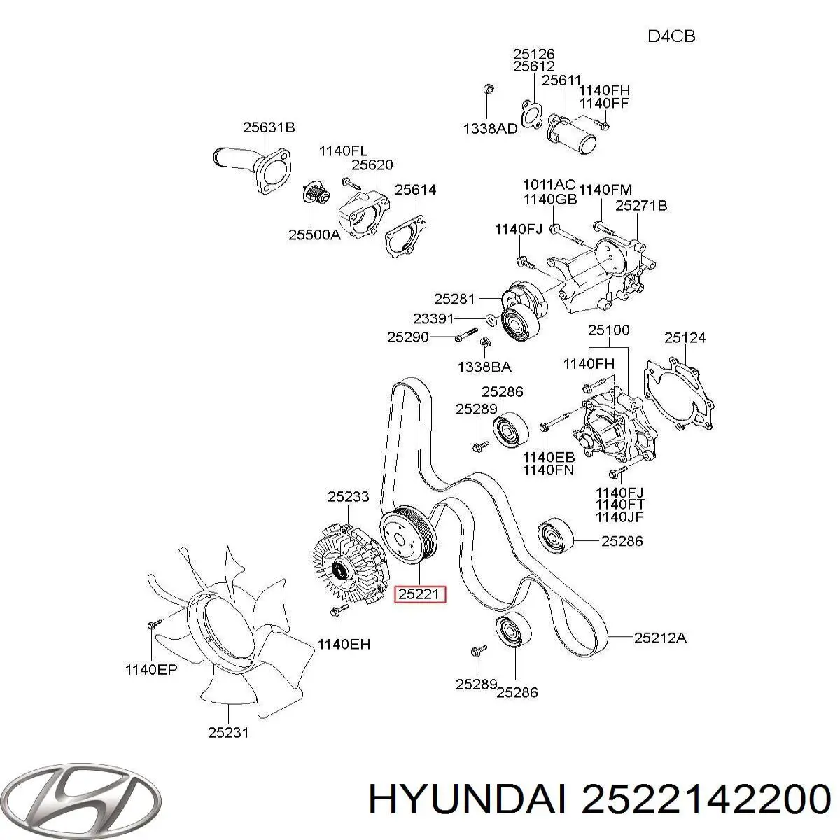 2522142200 Hyundai/Kia Шкив водяной помпы
