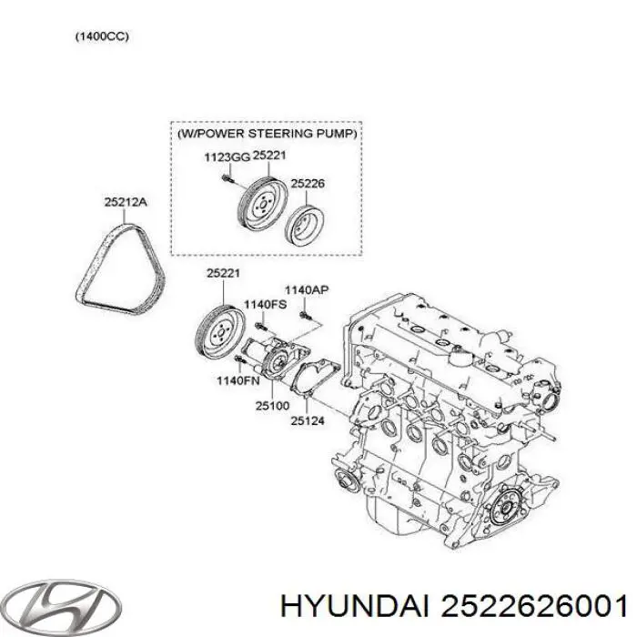 Шкив насоса ГУР на Hyundai Accent 