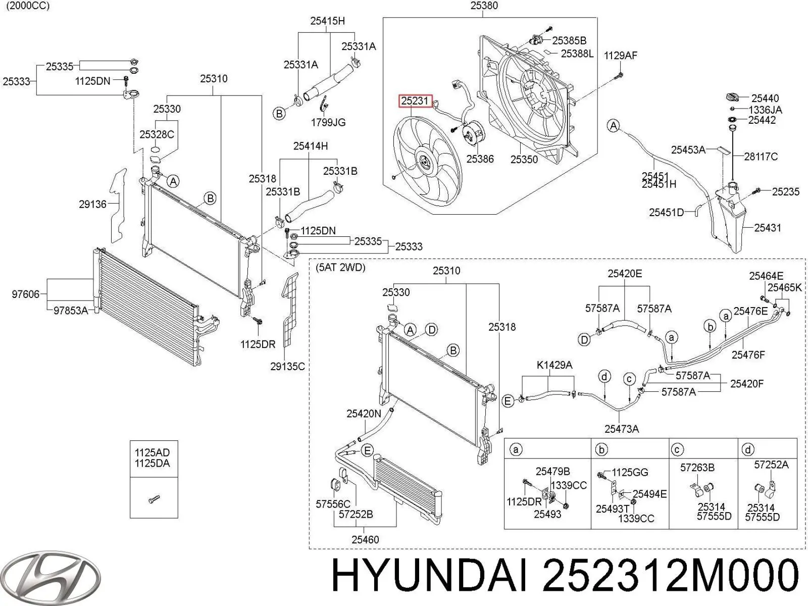 252312M000 Hyundai/Kia ventilador (roda de aletas do radiador de esfriamento)