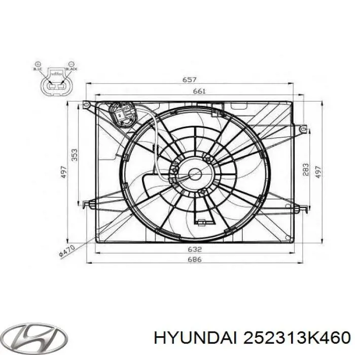 252313K460 Hyundai/Kia вентилятор (крыльчатка радиатора охлаждения)
