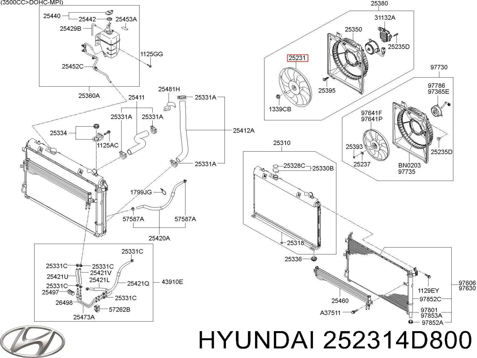 Крыльчатка радиатора охлаждения 252314D800 Hyundai/Kia