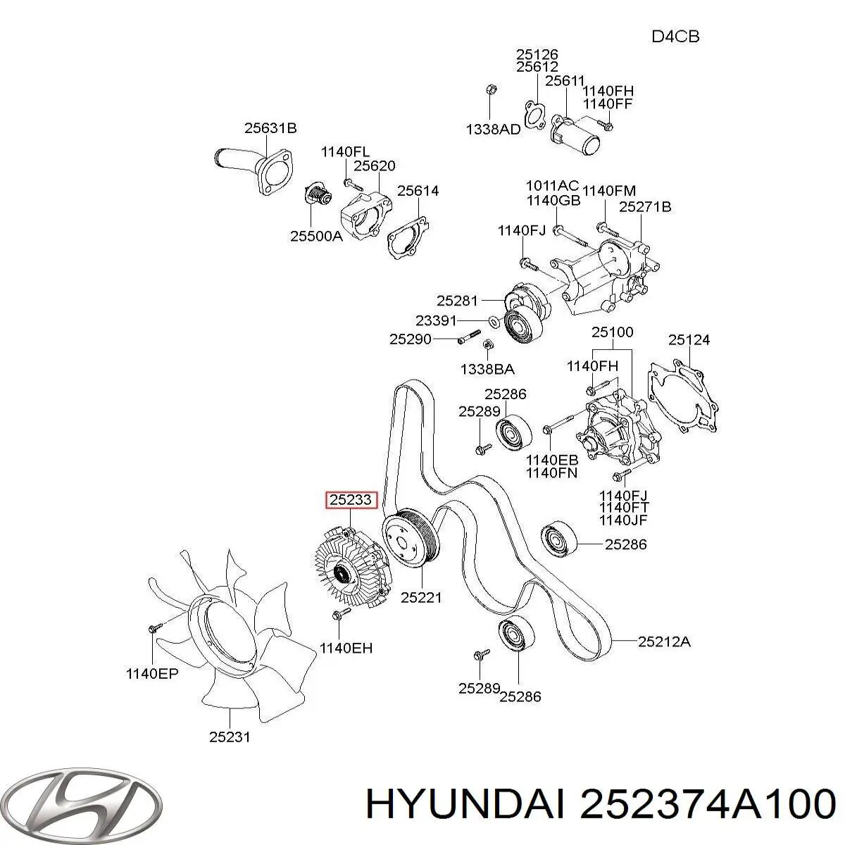Вискомуфта вентилятора 252374A100 Hyundai/Kia