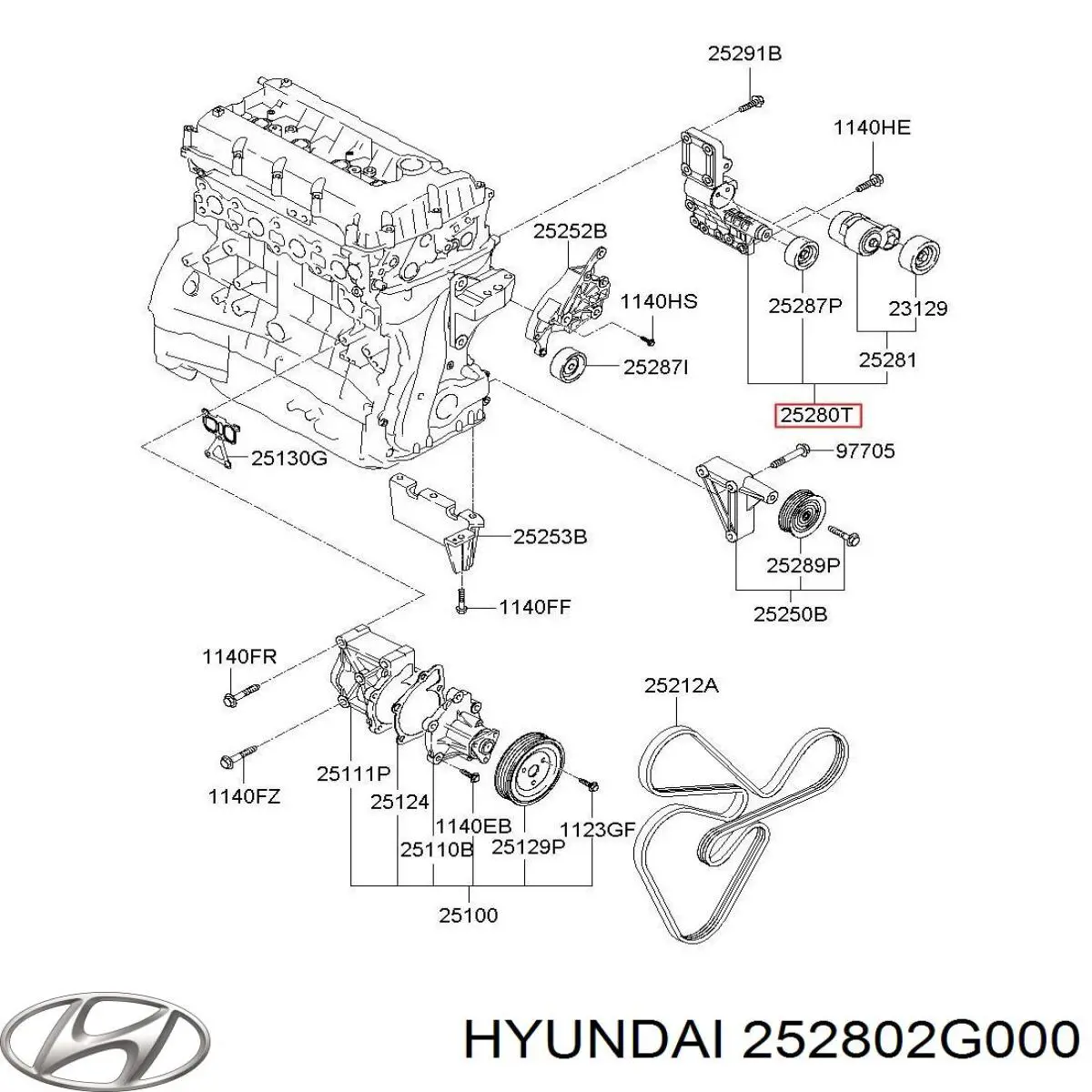 Натяжитель приводного ремня 252802G000 Hyundai/Kia