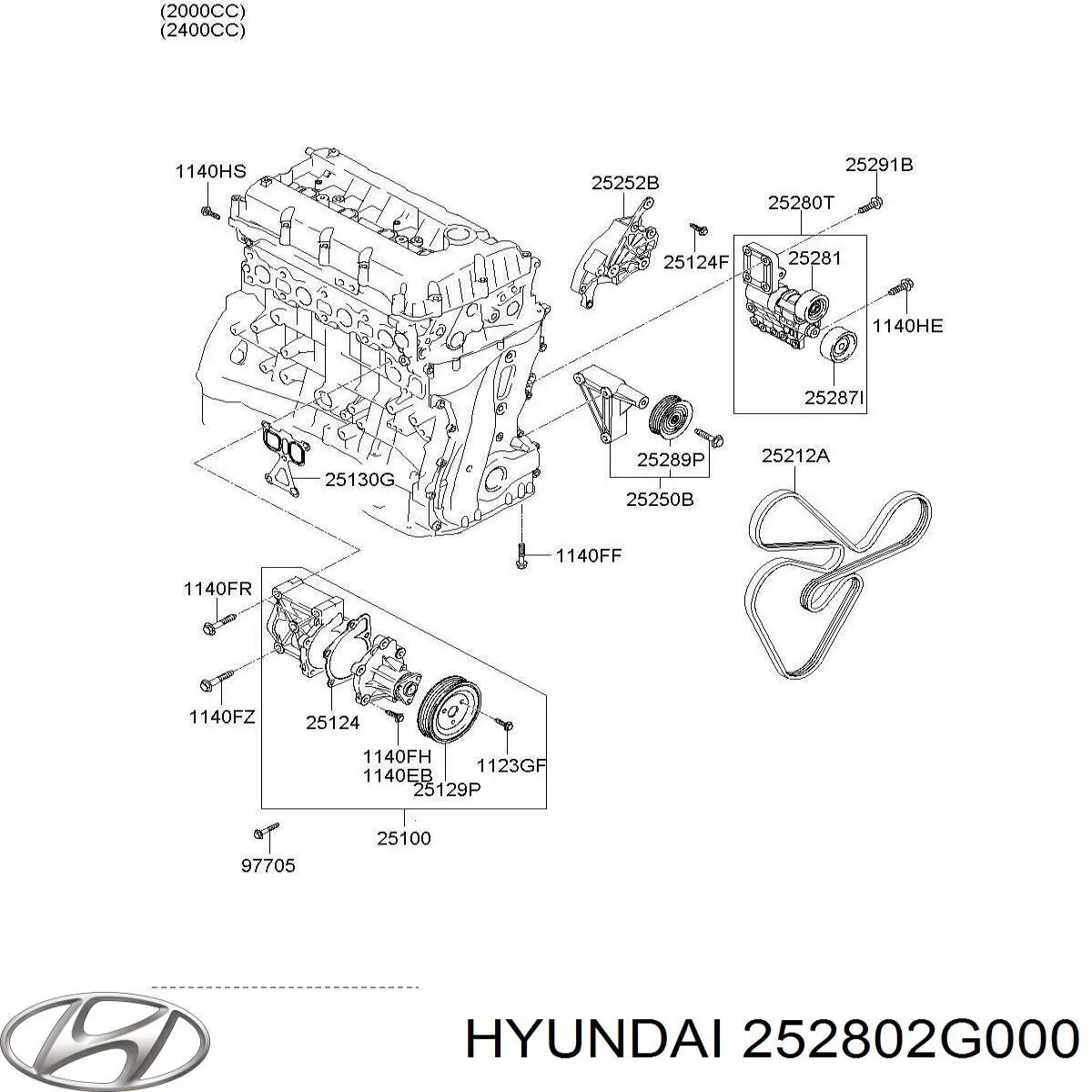 252802G000 Hyundai/Kia натяжитель приводного ремня