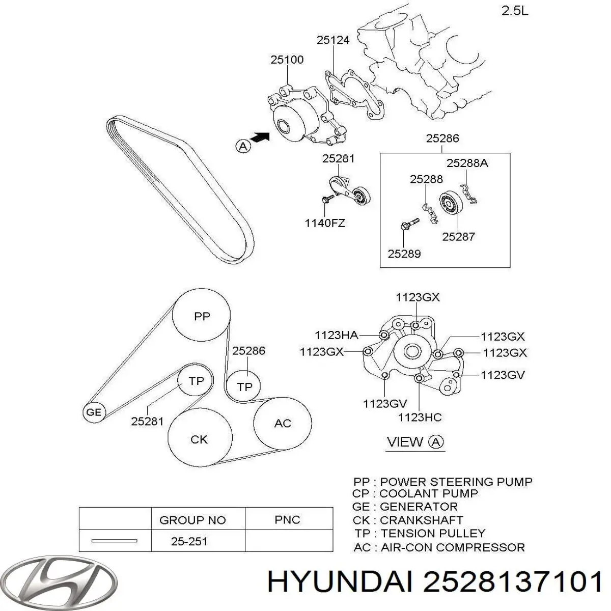 Натяжная планка поликлинового ремня Hyundai/Kia 2528137101