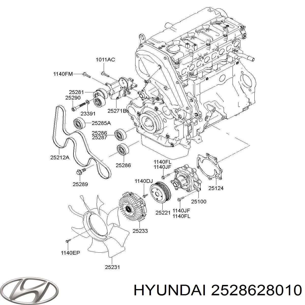 Натяжной ролик 2528628010 Hyundai/Kia