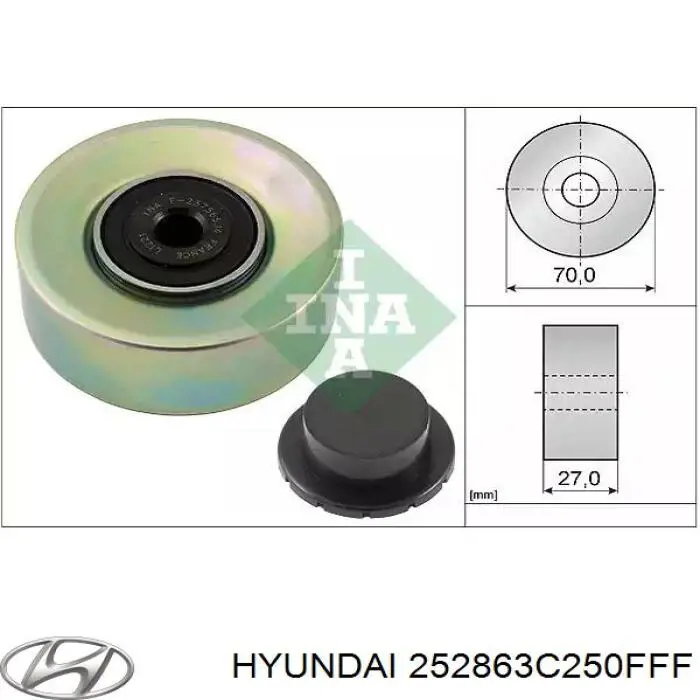 Паразитный ролик приводного ремня Hyundai/Kia 252863C250FFF цена, от 17.71 USD