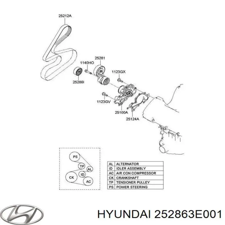 Купить 252863E001 Hyundai/Kia Паразитный ролик