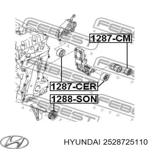 Паразитный ролик приводного ремня Hyundai/Kia 2528725110 цена, от 17.84 USD