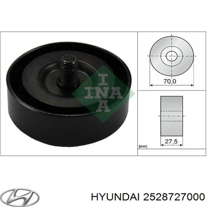 Паразитный ролик приводного ремня Hyundai/Kia 2528727000 цена, от 12.49 USD