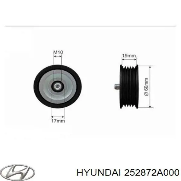 Паразитный ролик приводного ремня Hyundai/Kia 252872A000 цена, от 24.96 USD