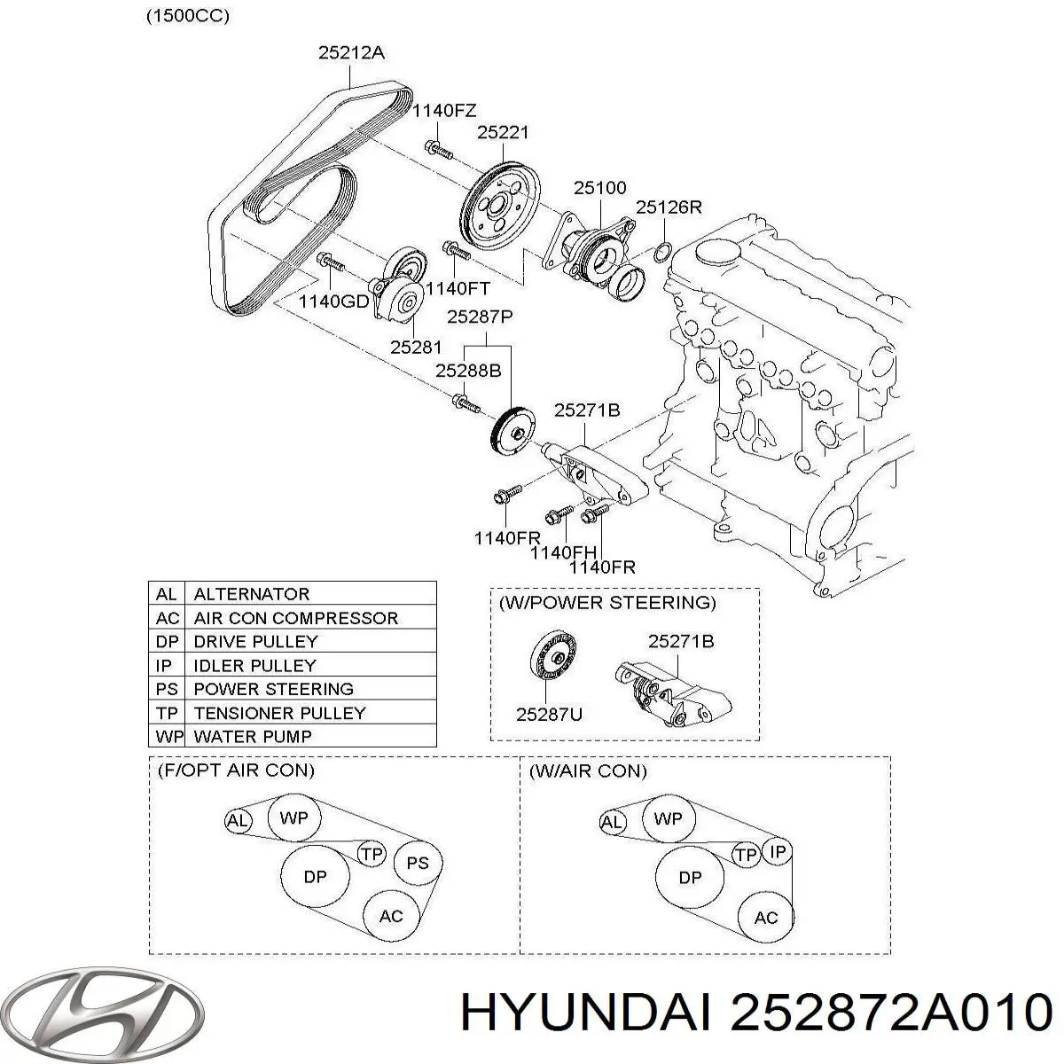 Купить 252872A010 Hyundai/Kia Паразитный ролик