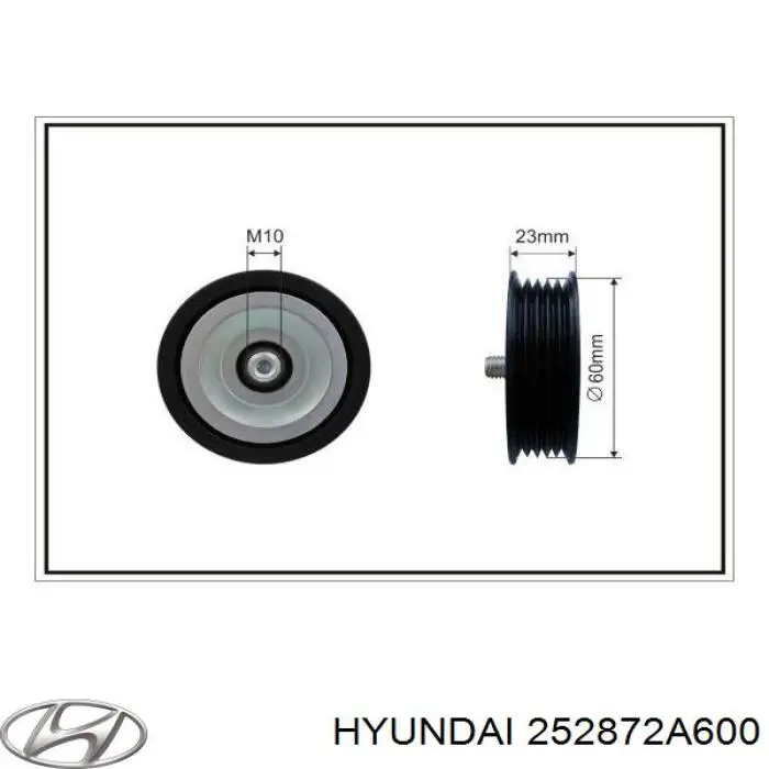 Polea inversión / guía, correa poli V 252872A600 Hyundai/Kia