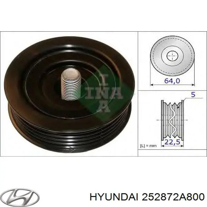 Паразитный ролик приводного ремня Hyundai/Kia 252872A800 цена, от 10.28 USD