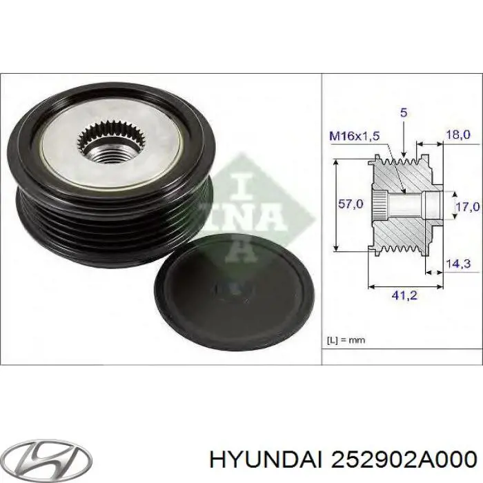 Шкив генератора Hyundai/Kia 252902A000