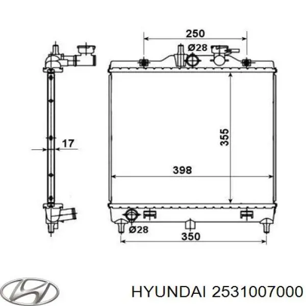 2531007000 Hyundai/Kia радиатор
