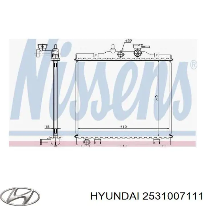 Радиатор 2531007111 Hyundai/Kia