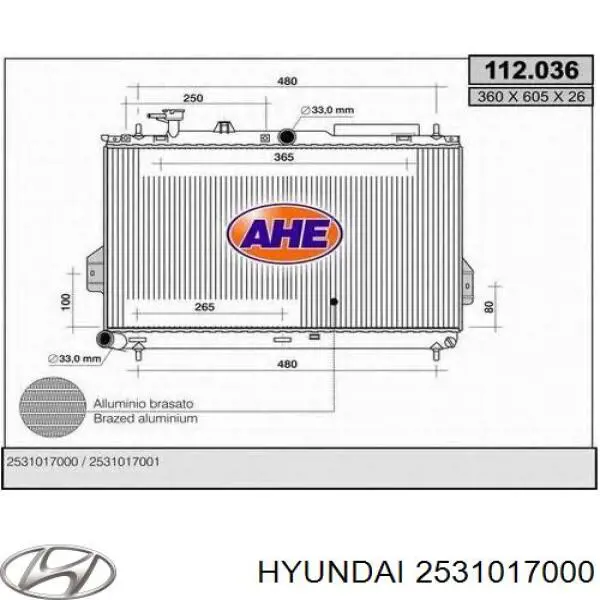 Радиатор охлаждения двигателя Hyundai/Kia 2531017000 цена, от 82.05 USD