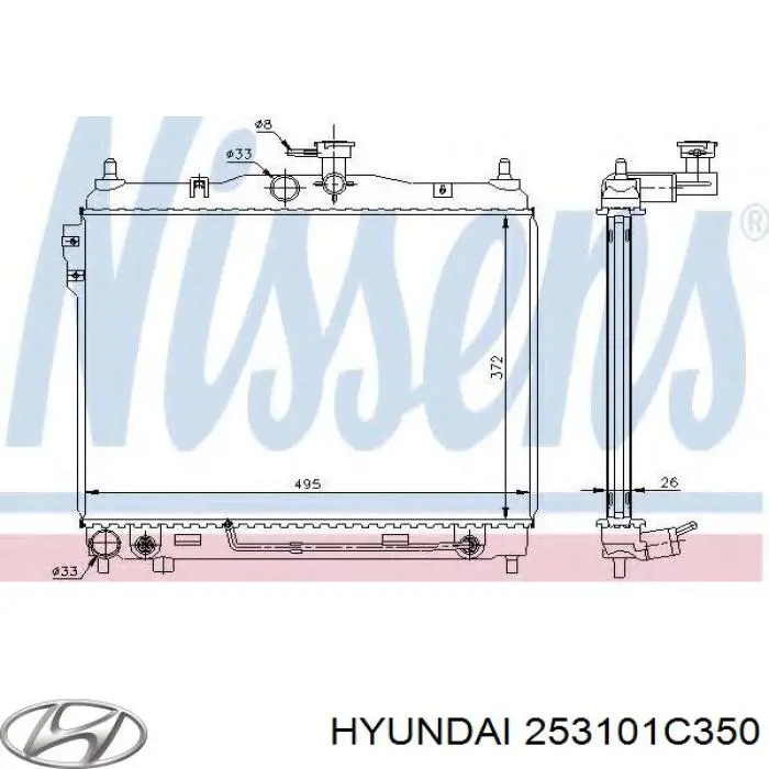 Радиатор охлаждения двигателя Hyundai/Kia 253101C350 цена, от 79.30 USD