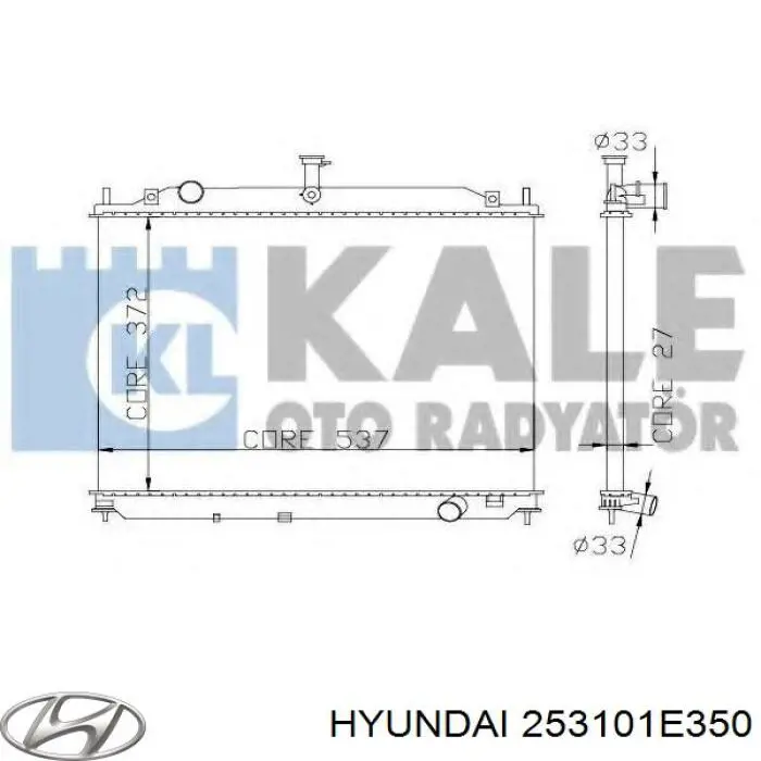 Радиатор охлаждения двигателя Hyundai/Kia 253101E350 цена, от 114.52 USD