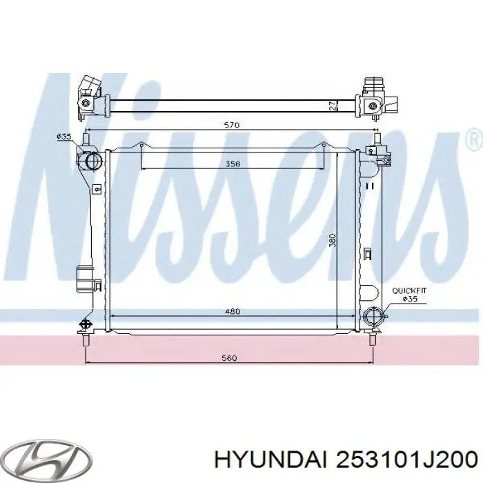 Радиатор охлаждения двигателя Hyundai/Kia 253101J200 цена, от 107.70 USD