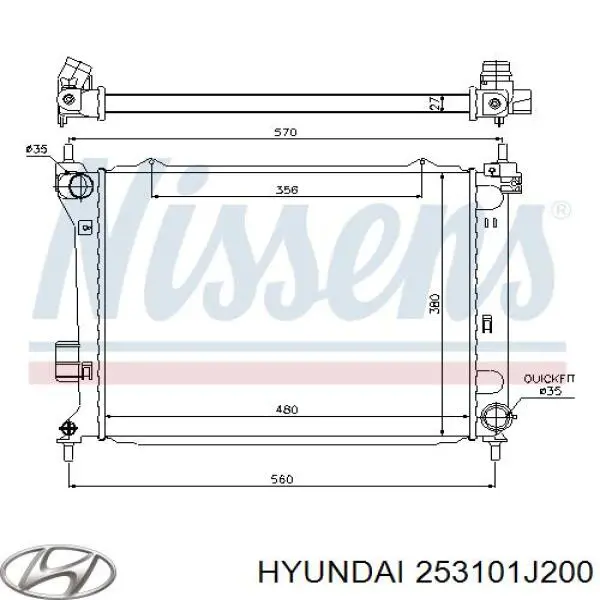 Купить 253101J200 Hyundai/Kia Радиатор водяной