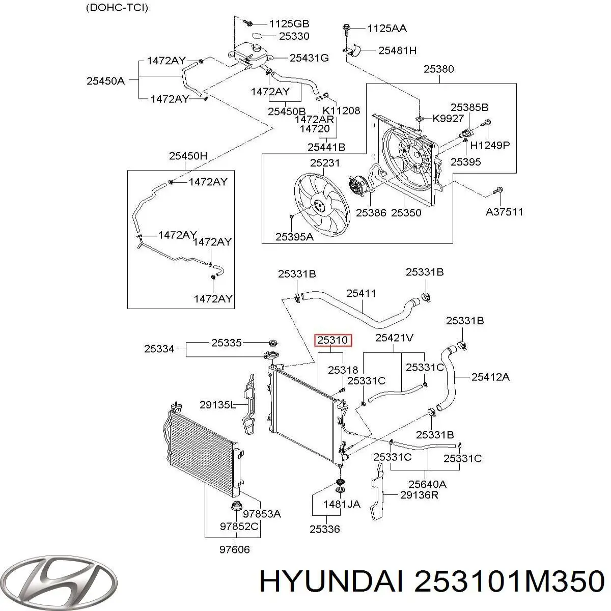 Радиатор 253101M320 Hyundai/Kia