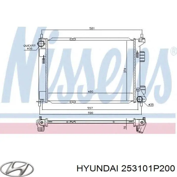 Радиатор охлаждения двигателя Hyundai/Kia 253101P200 цена, от 68.19 USD