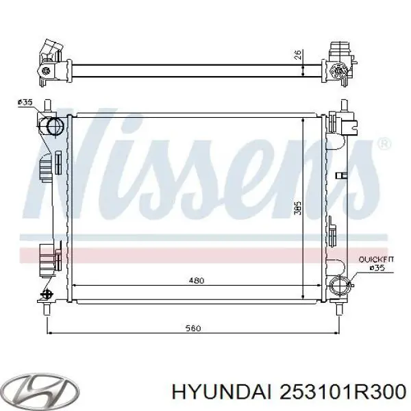 Радиатор охлаждения двигателя Hyundai/Kia 253101R300 цена, от 98.08 USD