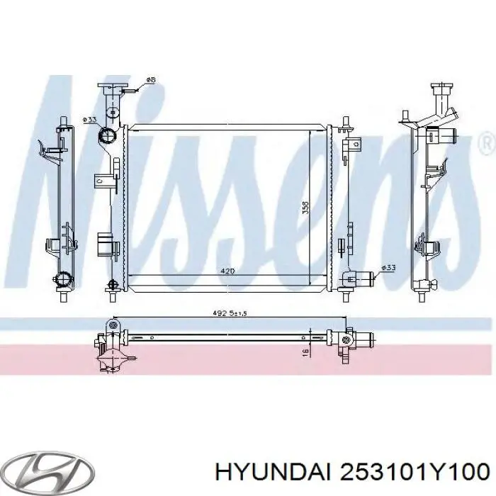 Радиатор 253101Y100 Hyundai/Kia