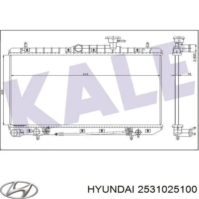 Радиатор охлаждения двигателя Hyundai/Kia 2531025100 цена, от 62.05 USD