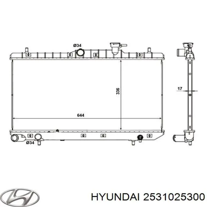 2531025300 Hyundai/Kia радиатор