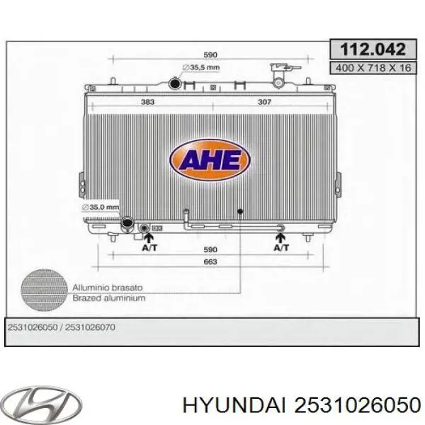 Купить 2531026050 Hyundai/Kia Радиатор водяной