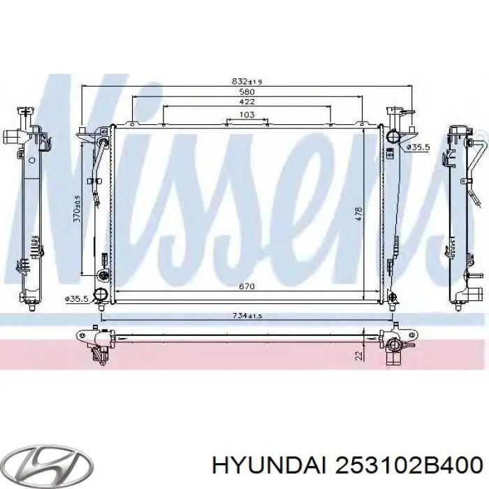 Радиатор охлаждения двигателя Hyundai/Kia 253102B400 цена, от 82.81 USD