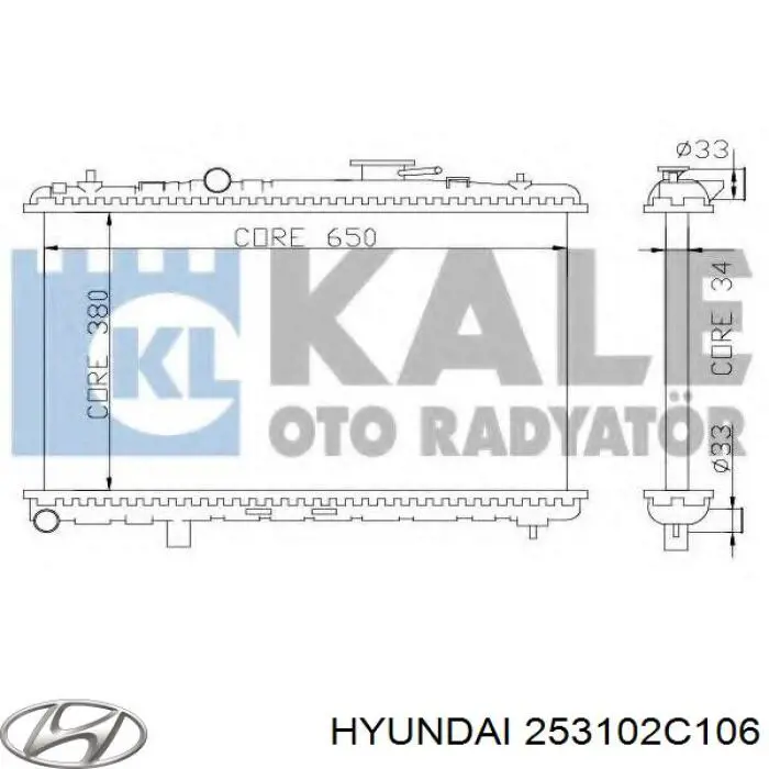 Радиатор охлаждения двигателя Hyundai/Kia 253102C106 цена, от 60.16 USD